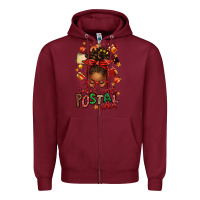 Burgundy santas favorite postal worker afro messy bun Zipper Hoodie - texasbilliewilder