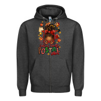 Charcoal Heather santas favorite postal worker afro messy bun Zipper Hoodie - texasbilliewilder