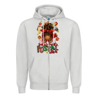 Dove Grey santas favorite postal worker afro messy bun Zipper Hoodie - texasbilliewilder