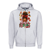 Heather Grey santas favorite postal worker afro messy bun Zipper Hoodie - texasbilliewilder