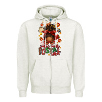 Oatmeal Heather santas favorite postal worker afro messy bun Zipper Hoodie - texasbilliewilder
