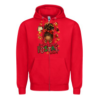Red santas favorite postal worker afro messy bun Zipper Hoodie - texasbilliewilder