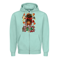 Seafoam santas favorite postal worker afro messy bun Zipper Hoodie - texasbilliewilder