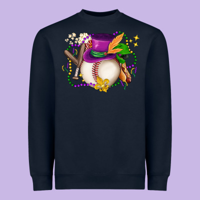 Mardi Gras Baseball Heavyweight Sweatshirt Designed By Lillyallendesigns