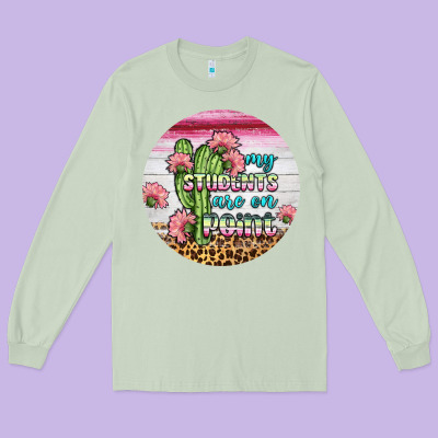 My Students Are On Point Round Earring Long Sleeve Tee Designed By Bundleandbundleshop