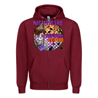 Burgundy Nightmare before the coffee halloween Zipper Hoodie - NancyCooperArtShop