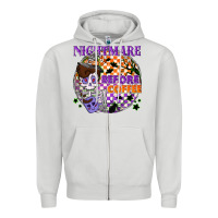 Dove Grey Nightmare before the coffee halloween Zipper Hoodie - NancyCooperArtShop