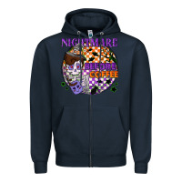 Navy Nightmare before the coffee halloween Zipper Hoodie - NancyCooperArtShop