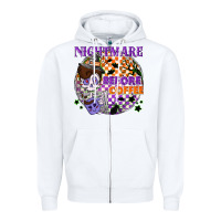 White Nightmare before the coffee halloween Zipper Hoodie - NancyCooperArtShop
