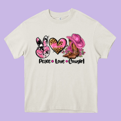 Peace Love  Cowgirl Heavy Core Tee Designed By Adodesignshop