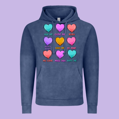 Valentine's Day Candy Hearts Vintage Hoodie Designed By Maliassmallbusiness