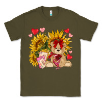 Army Green valentines day sunflowers with bear hjf Classic Tee - NancyCooperArtShop