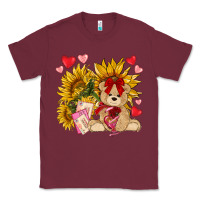 Burgundy valentines day sunflowers with bear hjf Classic Tee - NancyCooperArtShop