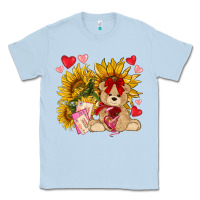 Dusty Blue valentines day sunflowers with bear hjf Classic Tee - NancyCooperArtShop
