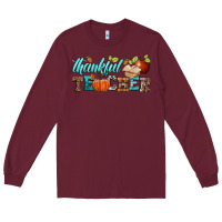 Burgundy thankful teacher Long Sleeve Tee - BundleAndBundleShop