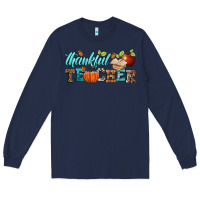 Navy thankful teacher Long Sleeve Tee - BundleAndBundleShop