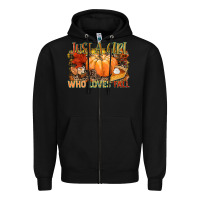 Black Just a girl who loves Fall Zipper Hoodie - NancyCooperArtShop