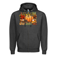 Charcoal Heather Just a girl who loves Fall Zipper Hoodie - NancyCooperArtShop