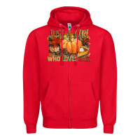 Red Just a girl who loves Fall Zipper Hoodie - NancyCooperArtShop