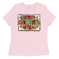 Bubblegum Pink merry christmas y'all Ladies Tee - JahusDesignShop