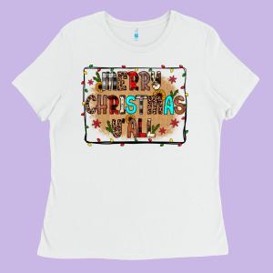 Merry Christmas Y'all Ladies Tee Designed By Jahusdesignshop