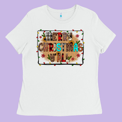 Merry Christmas Y'all Ladies Tee Designed By Jahusdesignshop