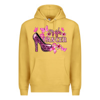 Antique Gold Crush Cancer with high heels Cancer Awareness Premium Hoodie - HowdyJamesFarm