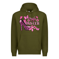 Army Green Crush Cancer with high heels Cancer Awareness Premium Hoodie - HowdyJamesFarm