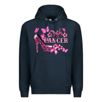 Navy Crush Cancer with high heels Cancer Awareness Premium Hoodie - HowdyJamesFarm