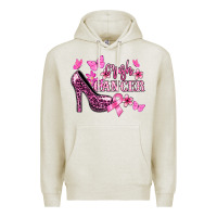 Oatmeal Heather Crush Cancer with high heels Cancer Awareness Premium Hoodie - HowdyJamesFarm