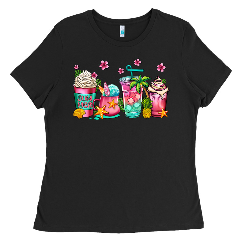 Summer Coffee Cups Ladies Tee by Jasminsmagicworld | Teevron