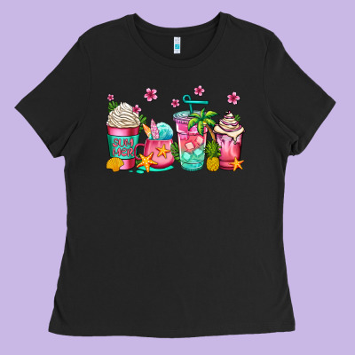 Summer Coffee Cups Ladies Tee Designed By Jasminsmagicworld