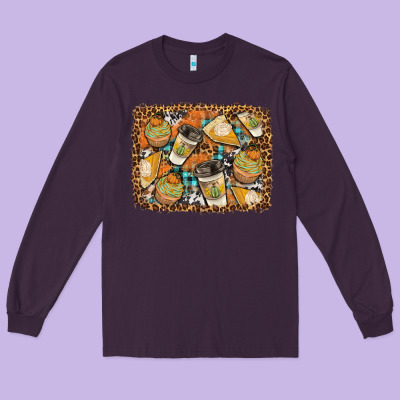 Autumn Distressed Background Long Sleeve Tee Designed By Bundleandbundleshop