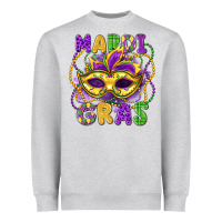 Heather Grey mardi gras mask Heavyweight Sweatshirt - LillyAllenDesigns