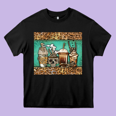 Skeleton Coffee Cups Heavy Core Tee Designed By Jasminsmagicworld