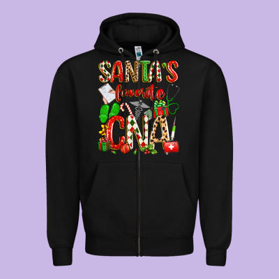 Santa's Favorite Cna Zipper Hoodie Designed By Texasbilliewilder