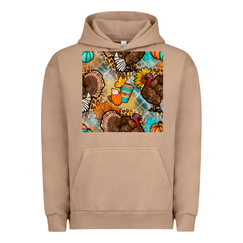 Thanksgiving Turkey Seamless Pattern Urban Hoodie by BundleAndBundleShop | Teevron