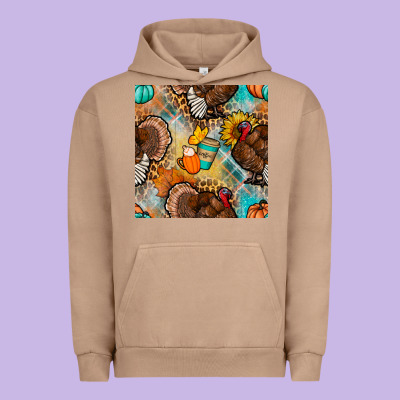 Thanksgiving Turkey Seamless Pattern Urban Hoodie Designed By Bundleandbundleshop