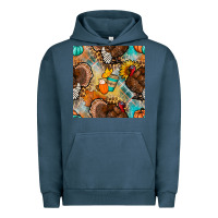 Pigment Midnight Navy thanksgiving turkey seamless pattern Urban Hoodie - BundleAndBundleShop