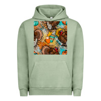 Pigment Oil Green thanksgiving turkey seamless pattern Urban Hoodie - BundleAndBundleShop