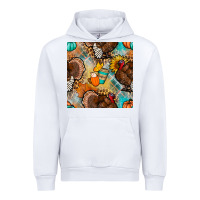 White thanksgiving turkey seamless pattern Urban Hoodie - BundleAndBundleShop