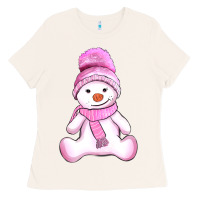 Bone winter pink snowman and hat Ladies Tee - AdoDesignShop