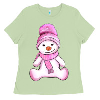 Matcha winter pink snowman and hat Ladies Tee - AdoDesignShop