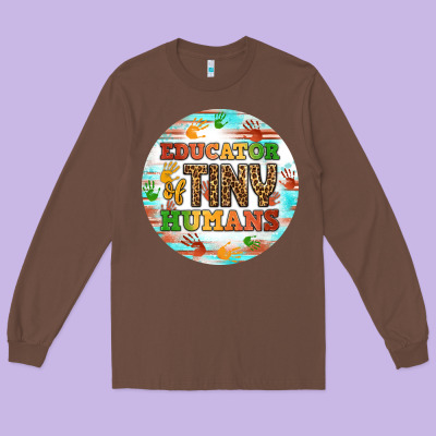 Educator Of Tiny Humans Round Earring Long Sleeve Tee Designed By Bundleandbundleshop