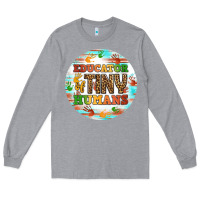 Heather Grey educator of tiny humans round earring Long Sleeve Tee - BundleAndBundleShop