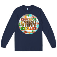 Navy educator of tiny humans round earring Long Sleeve Tee - BundleAndBundleShop