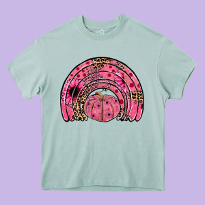 Pumpkin Ribbon Rainbow Heavy Core Tee Designed By Jahusdesignshop