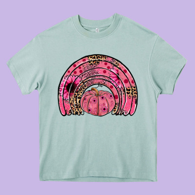 Pumpkin Ribbon Rainbow Heavy Core Tee Designed By Jahusdesignshop