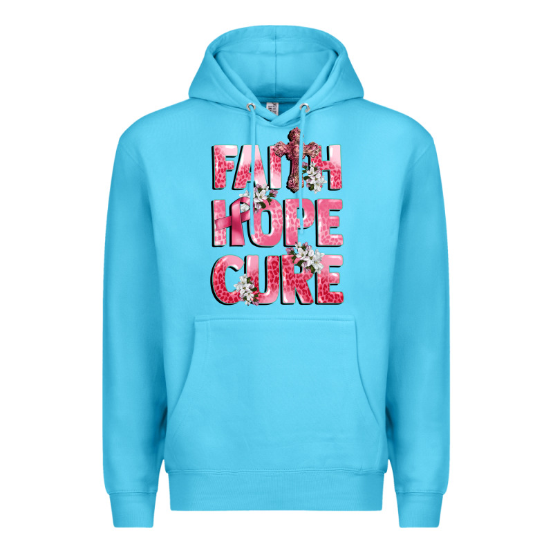 Faith Hope Cure Breast Cancer Premium Hoodie by CowGirlArtShop | Teevron