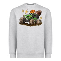 Heather Grey monster truck sports Heavyweight Sweatshirt - LillyAllenDesigns